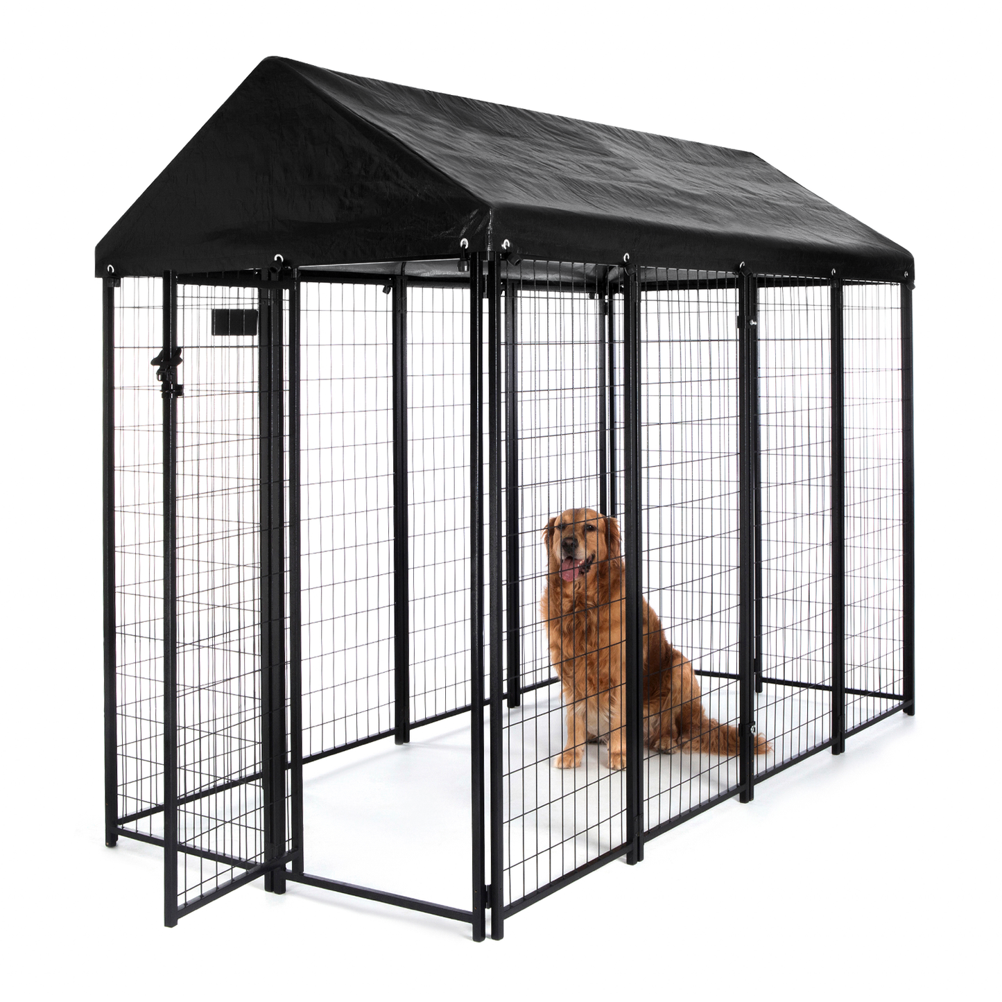 Sorara Dog Kennel Outdoor with Roof Waterproof Cover and Lockable Gate