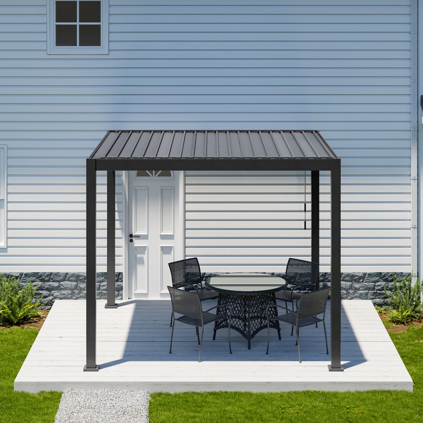 SORARA Mirador 111S Louvered Pergola Aluminum Gazebo with Adjustable Roof for Outdoor Deck Garden Patio, Charcoal