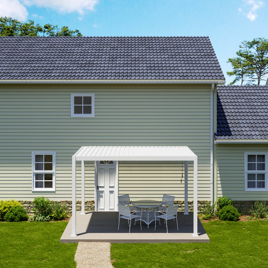 SORARA Mirador 111S Louvered Pergola Aluminum Gazebo with Adjustable Roof for Outdoor Deck Garden Patio, White